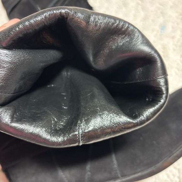 HOGAN $925 Italy Boots Suede Leather Black Solid Real Fur Trim Strappy US Sz 9.5 - Picture 2 of 11